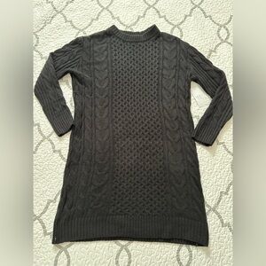 Time And Tru Black Long Sleeve Cable Knit Sweater Dress Women’s Size Medium